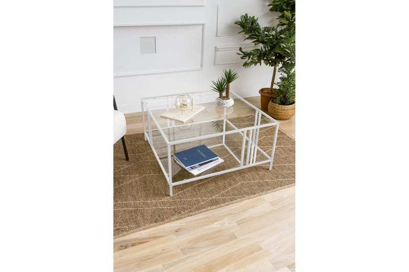 Ezer Stuebord 80 cm - Hvit/Gjennomsiktig - Møbler - Bord - Sofabord & salongbord