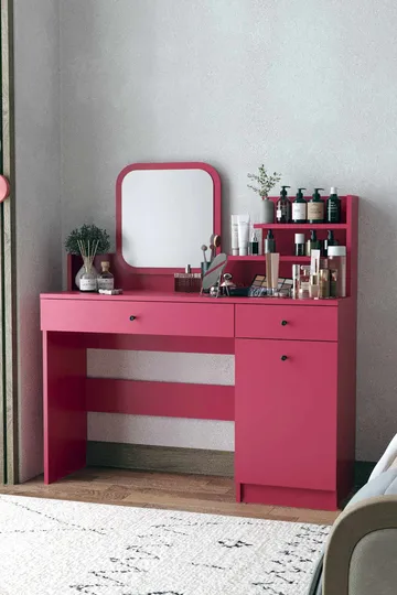 Fabrony sminkebord med speil 124 cm - Bringebær - Møbler - Bord - Sminkebord & toalettbord