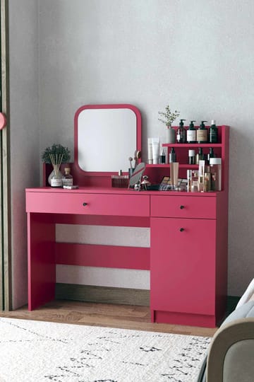 Fabrony sminkebord med speil 124 cm - Bringebær - Møbler - Bord - Sminkebord & toalettbord