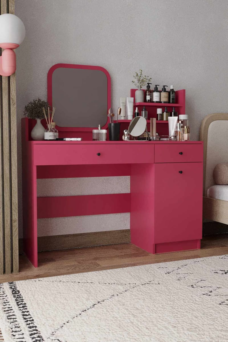 Fabrony sminkebord med speil 124 cm - Bringebær - Møbler - Bord - Sminkebord & toalettbord