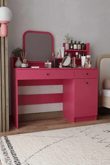 Fabrony sminkebord med speil 124 cm - Bringebær - Møbler - Bord - Sminkebord & toalettbord