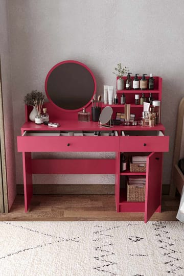 Fabrony sminkebord med speil 124 cm - Bringebær - Møbler - Bord - Sminkebord & toalettbord