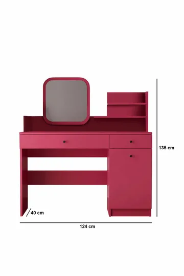 Fabrony sminkebord med speil 124 cm - Bringebær - Møbler - Bord - Sminkebord & toalettbord
