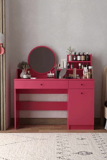 Fabrony sminkebord med speil 124 cm - Bringebær - Møbler - Bord - Sminkebord & toalettbord