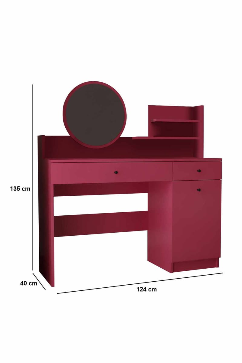 Fabrony sminkebord med speil 124 cm - Bringebær - Møbler - Bord - Sminkebord & toalettbord
