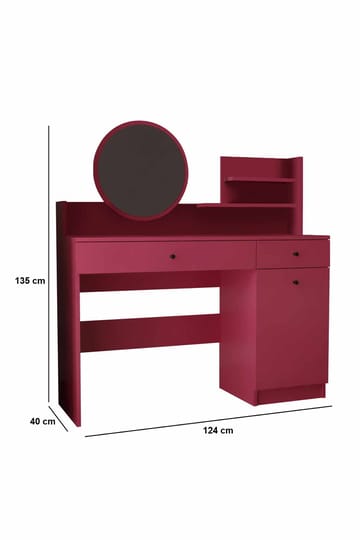 Fabrony sminkebord med speil 124 cm - Bringebær - Møbler - Bord - Sminkebord & toalettbord