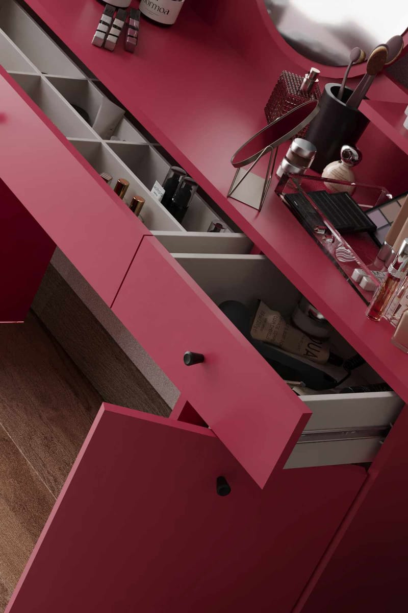 Fabrony sminkebord med speil 124 cm - Bringebær - Møbler - Bord - Sminkebord & toalettbord