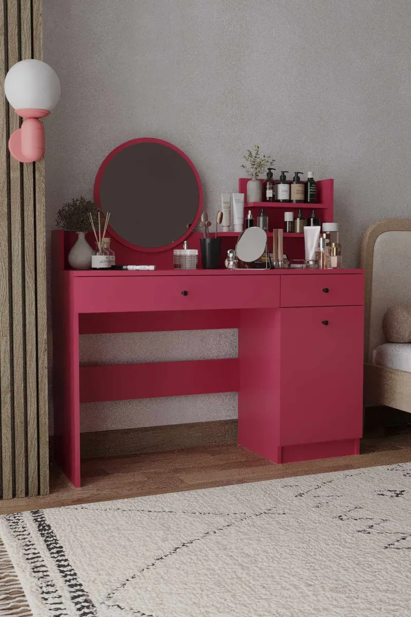 Fabrony sminkebord med speil 124 cm - Bringebær - Møbler - Bord - Sminkebord & toalettbord