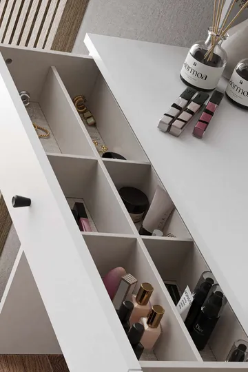 Fabrony sminkebord med speil 124 cm - Hvit - Møbler - Bord - Sminkebord & toalettbord