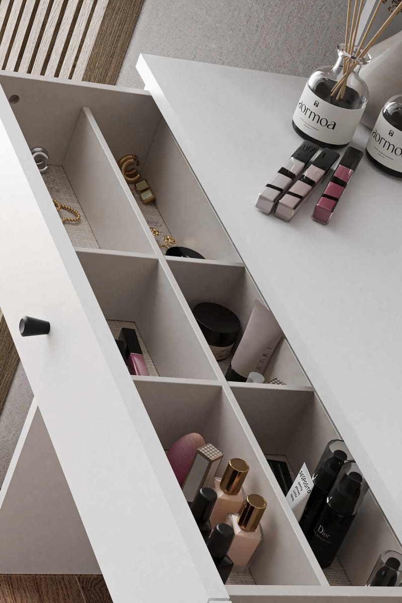 Fabrony sminkebord med speil 124 cm - Hvit - Møbler - Bord - Sminkebord & toalettbord