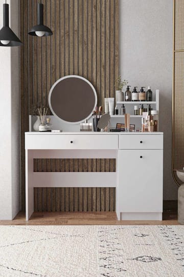 Fabrony sminkebord med speil 124 cm - Hvit - Møbler - Bord - Sminkebord & toalettbord