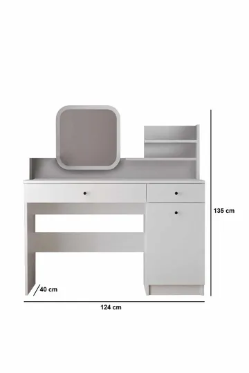 Fabrony sminkebord med speil 124 cm - Hvit - Møbler - Bord - Sminkebord & toalettbord