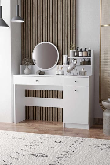 Fabrony sminkebord med speil 124 cm - Hvit - Møbler - Bord - Sminkebord & toalettbord