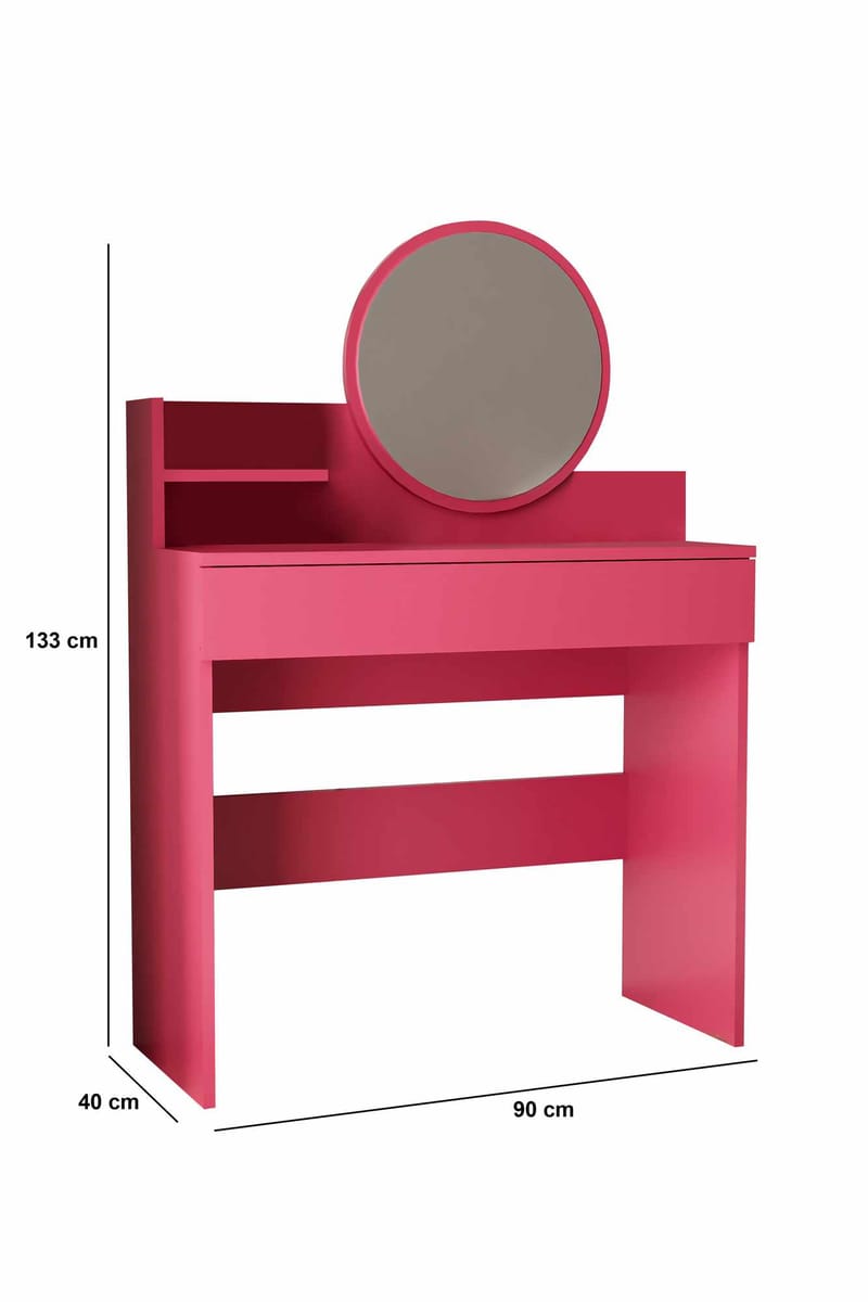 Fabrony sminkebord med speil 90 cm - Bringebær - Møbler - Bord - Sminkebord & toalettbord