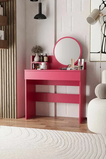 Fabrony sminkebord med speil 90 cm - Bringebær - Møbler - Bord - Sminkebord & toalettbord