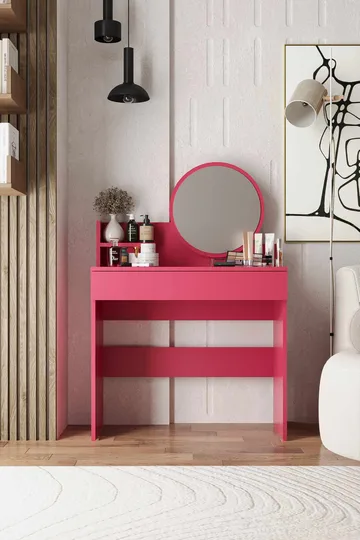 Fabrony sminkebord med speil 90 cm - Bringebær - Møbler - Bord - Sminkebord & toalettbord