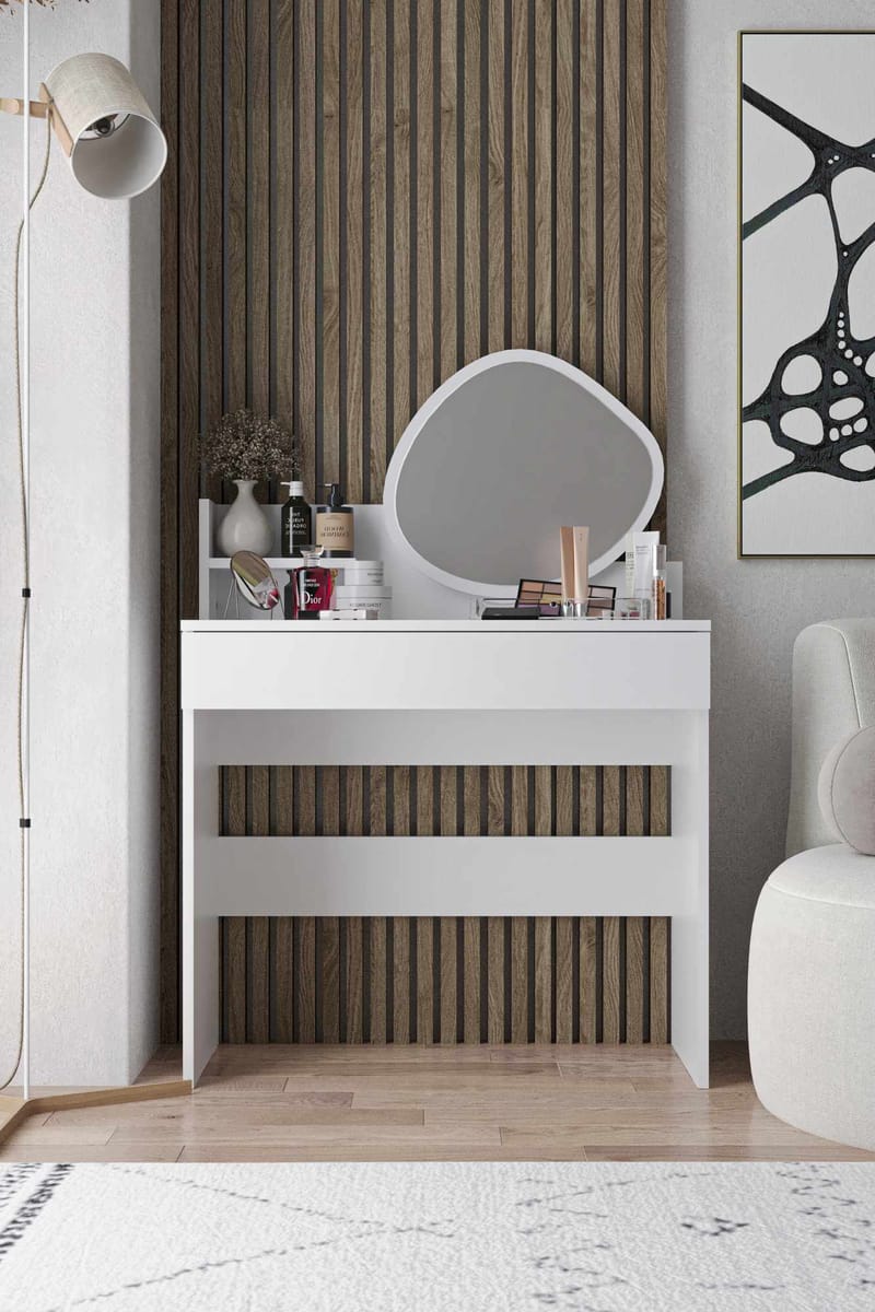 Fabrony sminkebord med speil 90 cm - Hvit - Møbler - Bord - Sminkebord & toalettbord