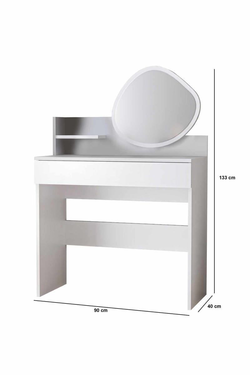 Fabrony sminkebord med speil 90 cm - Hvit - Møbler - Bord - Sminkebord & toalettbord