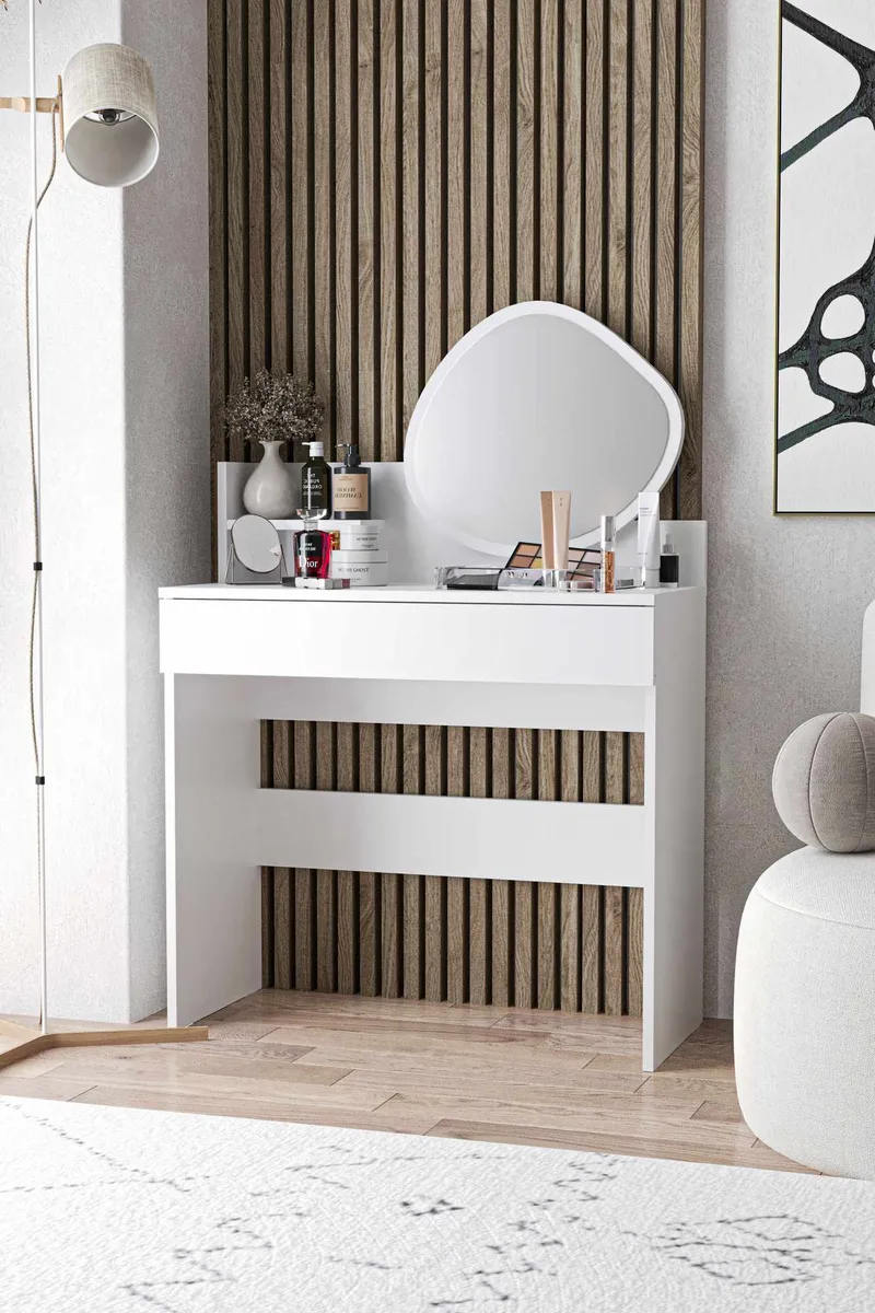 Fabrony sminkebord med speil 90 cm - Hvit - Møbler - Bord - Sminkebord & toalettbord