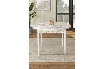 Farefax Spisebord 90 cm Rund - Hvit Marmor/Hvit - Møbler - Bord - Spisebord & kjøkkenbord