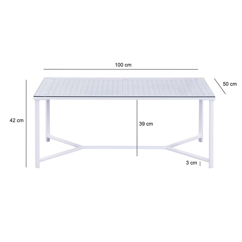 Fenara sofabord 100 cm - Gjennomsiktig og matt hvit - Møbler - Bord - Sofabord & salongbord