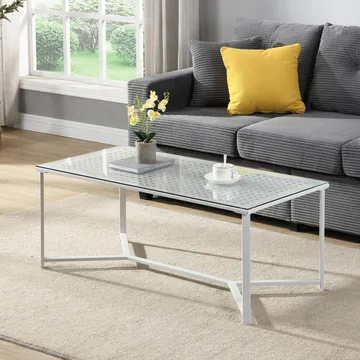 Fenara sofabord 100 cm - Gjennomsiktig og matt hvit - Møbler - Bord - Sofabord & salongbord