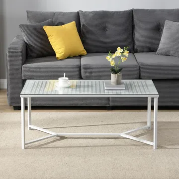 Fenara sofabord 100 cm - Gjennomsiktig og matt hvit - Møbler - Bord - Sofabord & salongbord