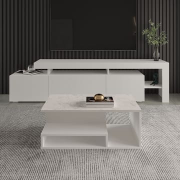 Fenlo Sofabord 90x35x44,8 cm - Hvit marmor - Møbler - Bord - Sofabord & salongbord