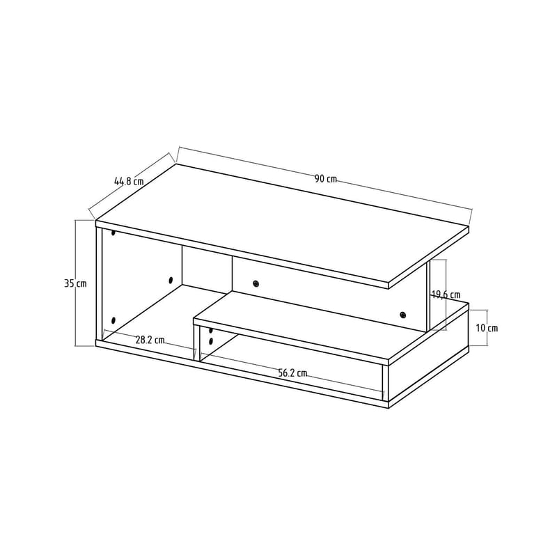 Fenlo Sofabord 90x35x44,8 cm - Hvit valnøtt - Møbler - Bord - Sofabord & salongbord