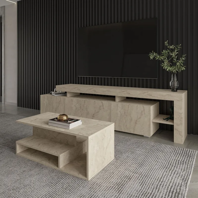 Fenlo Sofabord 90x35x44,8 cm - Travertin - Møbler - Bord - Sofabord & salongbord