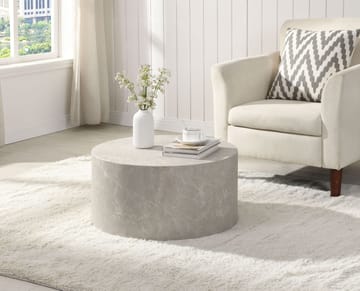 Fenova Rundt Sylinder Sofabord 60 cm - Lysegrå - Møbler - Bord - Marmorbord