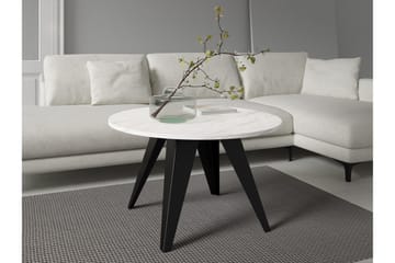 Festus Rundt Sofabord 75 cm i Tre med Vinklede Ben - Marmorhvit - Møbler - Bord - Sofabord & salongbord