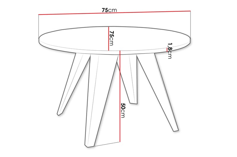 Festus Rundt Sofabord 75 cm i Tre med Vinklede Ben - Marmorhvit - Møbler - Bord - Sofabord & salongbord
