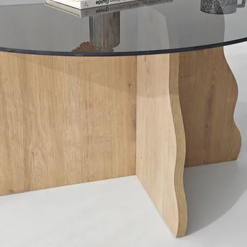 Fikret sofabord 75 cm rundt glass - Safir Eik og Røkt - Møbler - Bord - Sofabord & salongbord