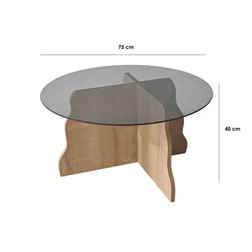Fikret sofabord 75 cm rundt glass - Safir Eik og Røkt - Møbler - Bord - Sofabord & salongbord