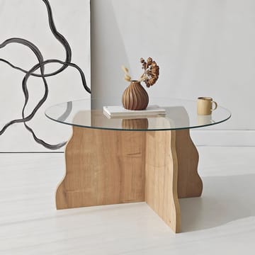Fikret sofabord 75 cm rundt glass - Safir Eik og Transparent - Møbler - Bord - Sofabord & salongbord