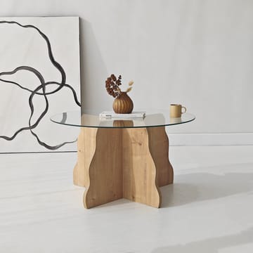 Fikret sofabord 75 cm rundt glass - Safir Eik og Transparent - Møbler - Bord - Sofabord & salongbord