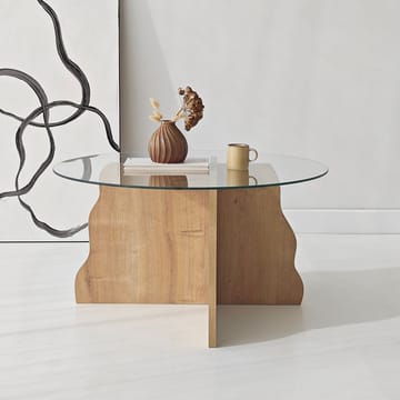 Fikret sofabord 75 cm rundt glass - Safir Eik og Transparent - Møbler - Bord - Sofabord & salongbord