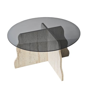 Fikret sofabord 75 cm rundt glass - Travertin og Røkt - Møbler - Bord - Sofabord & salongbord