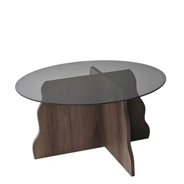 Fikret sofabord 75 cm rundt glass - Valnøtt og Røkt - Møbler - Bord - Sofabord & salongbord