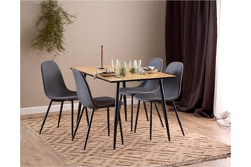 Finola Spisegruppe 120 Cm + 4 Salaman Spisestoler - Grå/Brun/Sort - Møbler - Bord - Spisegruppe