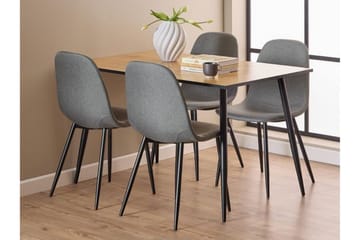 Finola Spisegruppe 120 Cm + 4 Salaman Spisestoler - Grå/Brun/Sort - Møbler - Bord - Spisegruppe