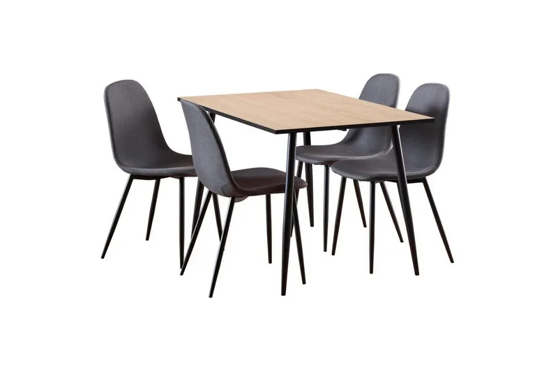Finola Spisegruppe 120 Cm + 4 Salaman Spisestoler, Grå/Hvit/Svart