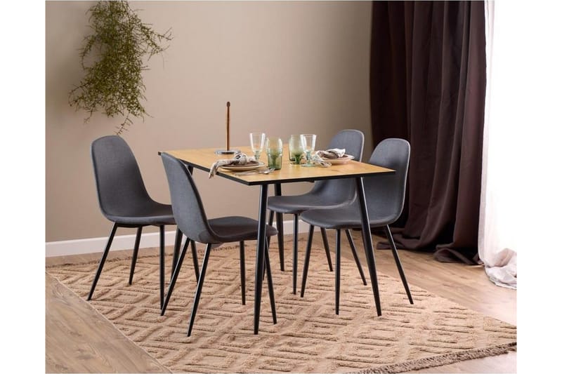 Finola Spisegruppe 120 Cm + 4 Salaman Spisestoler - Grå/Brun/Sort - Møbler - Bord - Spisegruppe