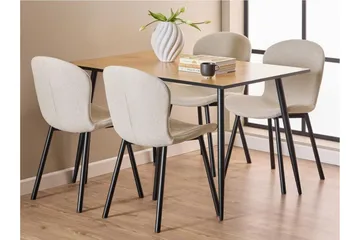 Finola Spisegruppe 120 cm + 4 stk. Amrita Spisestoler - Beige/Brun/Svart - Møbler - Bord - Spisegruppe