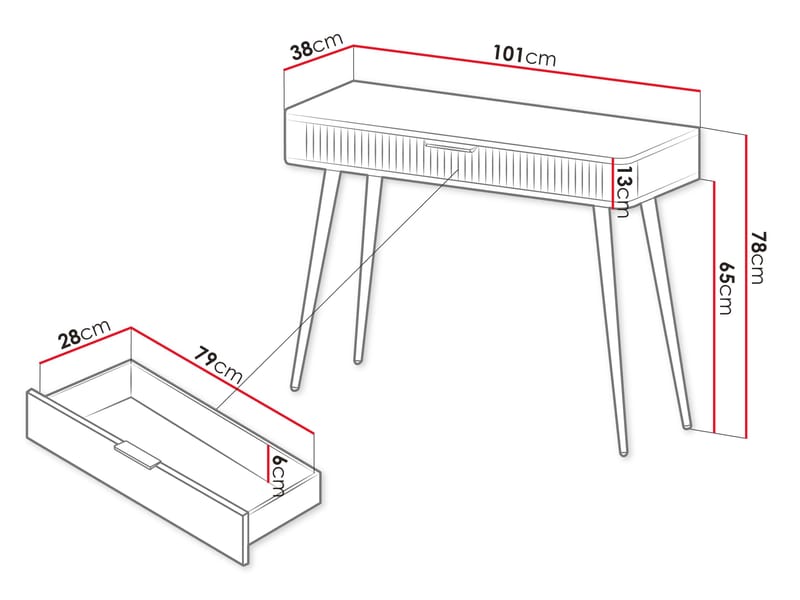 Forba Sminkebord 101 cm - hvit - Møbler - Bord - Sminkebord & toalettbord