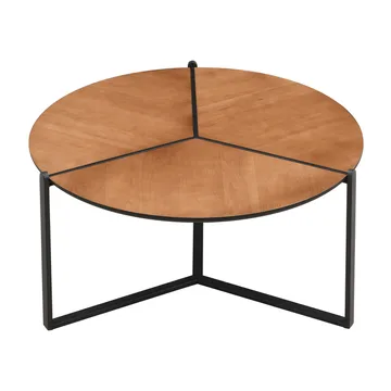 Fralor rundt salongbord 80 cm med trelook og metallben - treutseende / matt svart - Møbler - Bord - Sofabord & salongbord