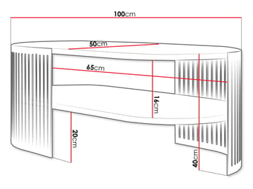 Friend Ovalt Sofabord med Hyller 100x40 cm i Tre med Understell i Metall - Sort|Brun - Møbler - Bord - Sofabord & salongbord