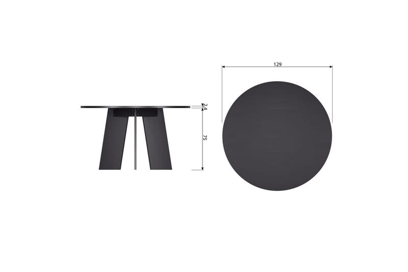 Fries Rundt Spisebord 129 cm med Eikeplate - Svart - Møbler - Bord - Spisebord & kjøkkenbord