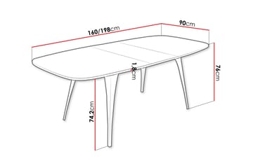 Fritzger Uttrekkbart Rektangulært Spisebord 160 cm med Marmor- og Metallutseende - Svart - Møbler - Bord - Marmorbord